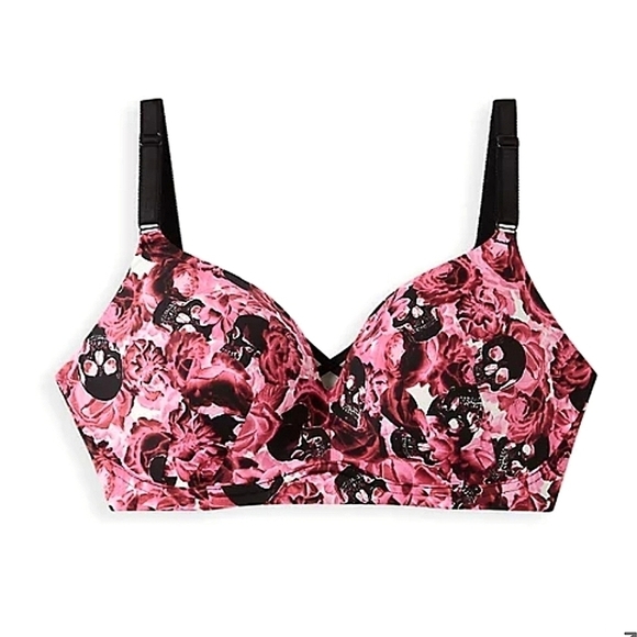 50 C | Torrid | PUSH-UP WIRE-FREE BRA - MICROFIBER ROSE SKULL PINK - Picture 4 of 4